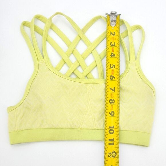 Athleta Sports Bra Size Small Womens Green Yellow Strappy Criss-cross Activewear - Picture 3 of 5